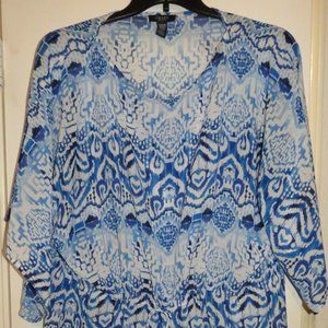 Chaps Drawstring Waist Kimono Sleeve Top